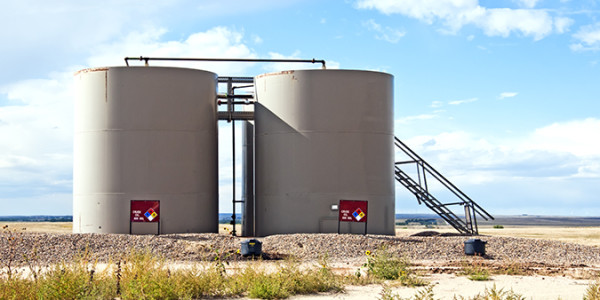 two storage tanks for crude oil