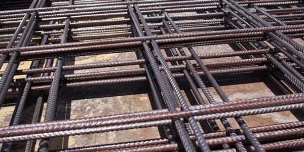 steel long bars in the ground